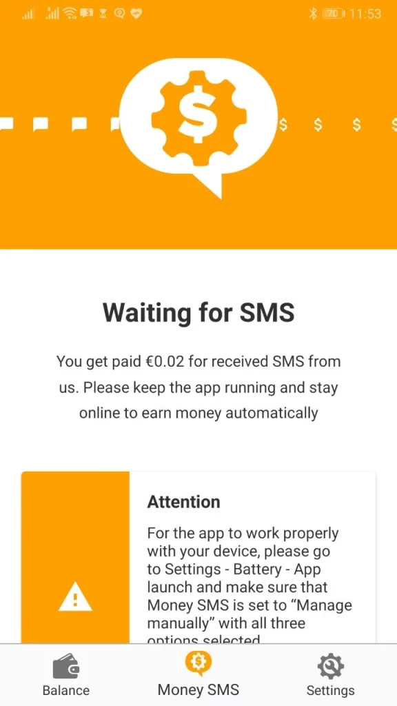 Ganar dinero online: Money SMS