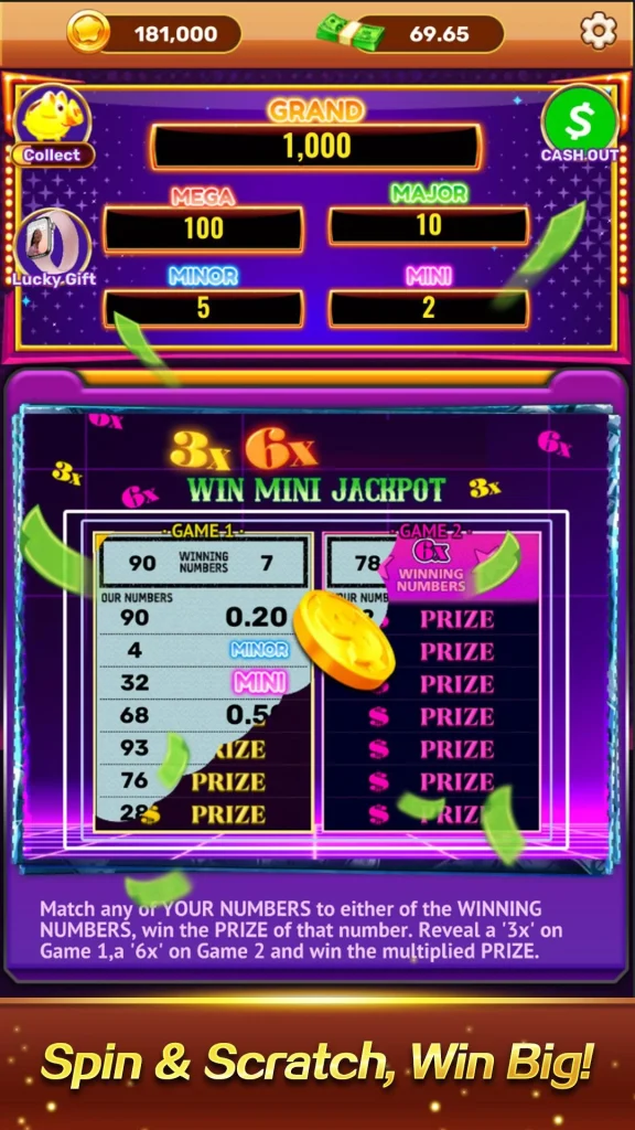 Mega Win Scratch app