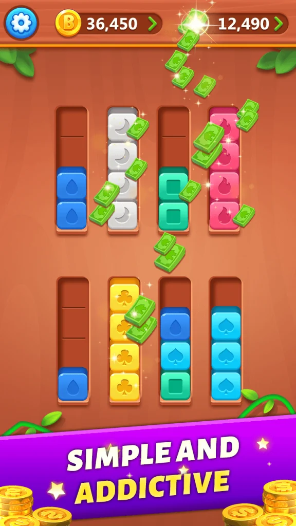 Woody Cube Sort: Color Puzzle paga