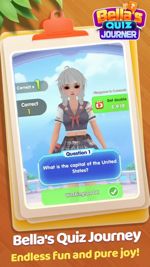 Bella's Quiz Journey paga