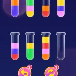 Imagen de tubos de colores que representa el juego tipo rompecabezas de Merge Tiles Go